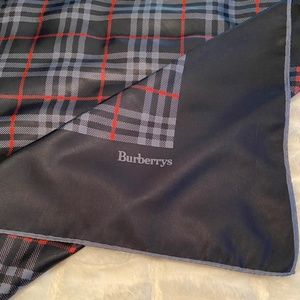 Vintage Burberry, Pure Silk, navy/red/gray, 34”x34”